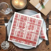 Red Gold Christmas Plaid Pattern#2 ID1009 Paper Dinner Napkins