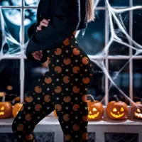 Black Halloween Pumpkins and Stars Leggings