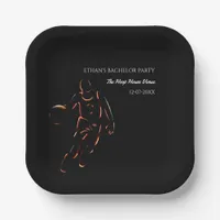 Orange black basketball champion bachelor party paper plates