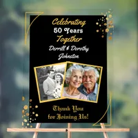 Black and Gold Balloons 50th Anniversary Acrylic Sign