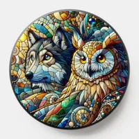 Mosaic Tile Wolf and Owl  PopSocket