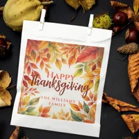 Elegant Watercolor Fall Leaves Border Thanksgiving Favor Bag