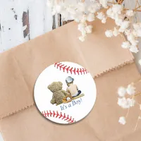 Baseball Themed Baby Shower Classic Round Sticker