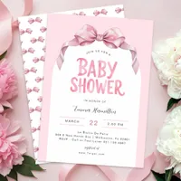 Modern Coquette Bow Baby Shower Invitation – Cute 