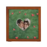 Red Hearts on Green Grass Desk Organizer