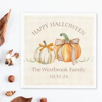 Custom Family Name Cute Pumpkin Halloween Party Napkins