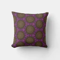 Vibrant Purple Gold Mandala Pattern Throw Pillow