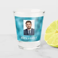 Blue ocean photo name shot glass