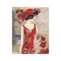 Woman in a red dress collage metal print