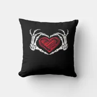 Heart Hands Skeleton Throw Pillow