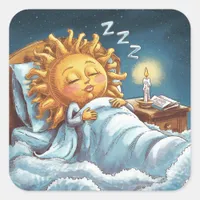  whimsical sunshine in bed  square sticker