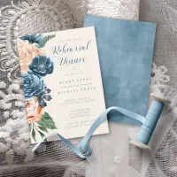 Roses Blue/Peach Rehearsal Dinner ID584 Invitation