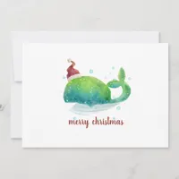 Cute Whale with Santa Hat Holiday Card