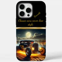 Vintage hot rod cruising by the lakeside at night  iPhone 16 pro max case