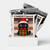 Because Murder Is Wrong Funny Cat Retro Christmas Coffee Drink Mix