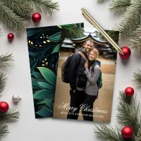 Budget Elegant Floral Holiday Photo Card