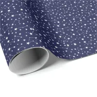 Stars and constellations on night sky wrapping paper