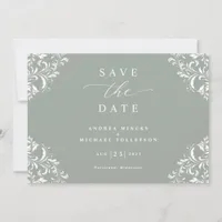 Elegant Sage Green Wedding Save the Date Cards