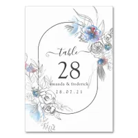 Black and White Watercolor Floral Wedding Table Nu Table Number