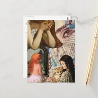 Beautiful Women Mixed Media Collage Postcard