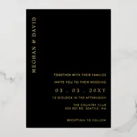 Elegant Black Gold Wedding Foil Invitation