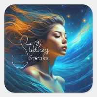 Stillness Speaks | Meditation Celestial Art Square Sticker