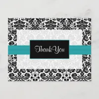 aqua  damask ThankYou Cards