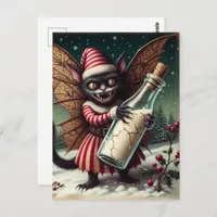 Christmas Horror Kitty Fairy With Milk Postcard