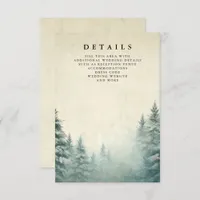 Rustic Watercolor Pine Forest Winter Wedding  Enclosure Card