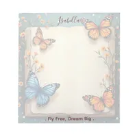 Personalized Floral Butterfly Custom Name & Quote Notepad