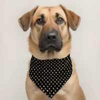 Gold Polka Dots Faux Glitter Sparkle on Black Pet Bandana Collar