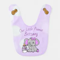 Personalized Purple  Elephant Girl's Baby Bib