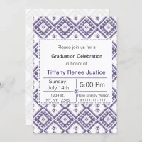 mod purple Ikat Graduation party Invitation