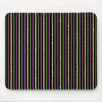 Purple, Green, Black, Faux Gold Stripes Mardi Gras Mouse Pad