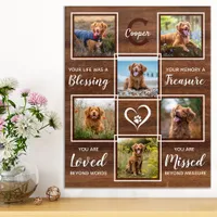 Rustic Wood Pet Memorial Unique Photo Collage Acrylic Print