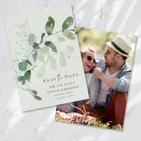 Eucalyptus Script Photo Wedding Save The Date