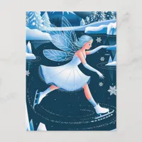 Adorable Ice Skating Fairy Winter Sports Postcard