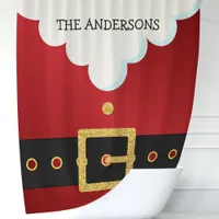 Santa Suit Christmas Monogram Shower Curtain