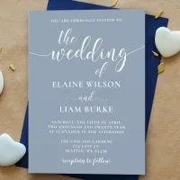 Simple Modern Dusty Blue Wedding Invitation