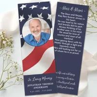 Memorial Prayer Card Stars & Stripes Poem Funeral  Bookmarks