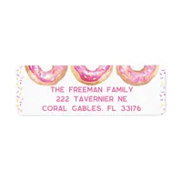 Pink Donut Sprinkle Address Sticker Cute Fun