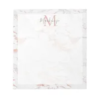 Chic Rose Gold Foil Marble Monogram Notepad
