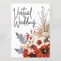 Watercolor Floral Red Cream Virtual wedding Invitation