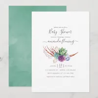 Watercolor Desert Succulents Baby Shower Invitation