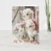 Cute Baby Goats - Snow Babies 8 Christmas Holiday Card