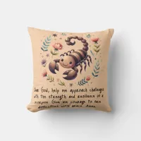 Kids Christian Prayer Woodland Scorpion on Peach | Throw Pillow