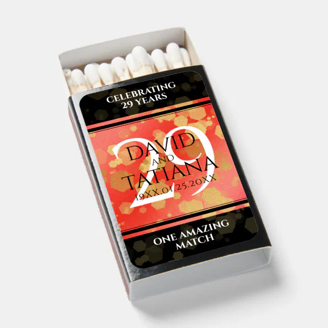 Elegant 29th Garnet Wedding Anniversary Matchboxes