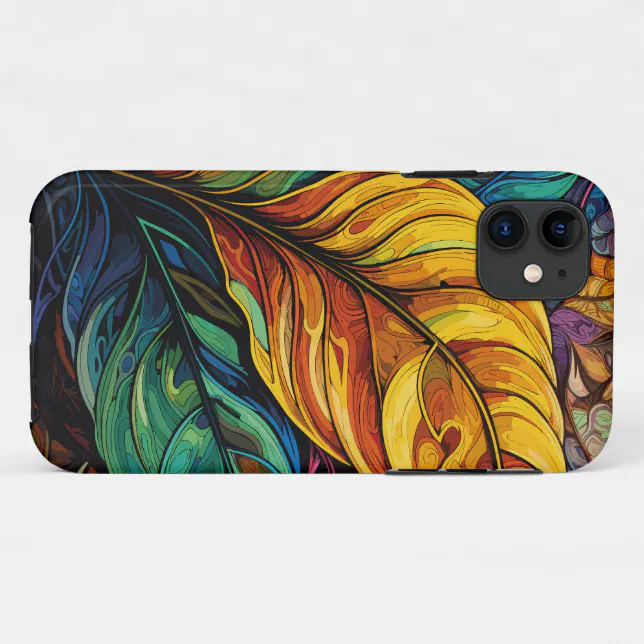 Blue and Golden Feathers iPhone 11 Case