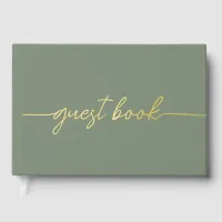 Elegant Modern Sage and Gold Wedding Foil Guest Book