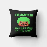 Trumpkin Make Halloween Great Again Grab Em' By Th Throw Pillow
